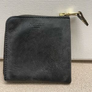 AGILITY affa Argent Short Coin Case L-shaped Zipper Leather Folding Wallet